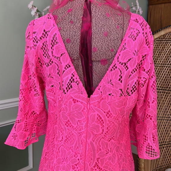 NWT Lilly Pulitzer Allyson Dress in Pink Tropics Floral Vines Lace - Picture 7 of 8
